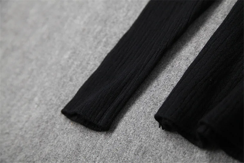 High Quality Runway Dress Spring Woman Clothes Long Sleeve Knitted Black Top and Retro Tweed Woolen Dress 2piece Sets