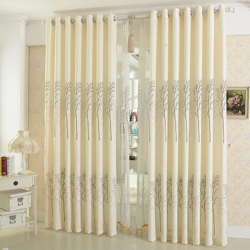 

Modern Fortune Tree Flax High-grade Curtains for Living Dining Room Bedroom.