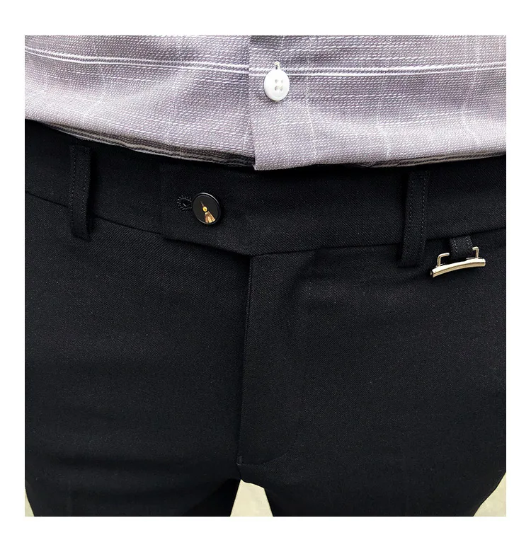 Новые осенние Брюки Для мужчин узкие модные однотонный деловой повседневные штаны человек уличной моды дикий Костюмные брюки мужские