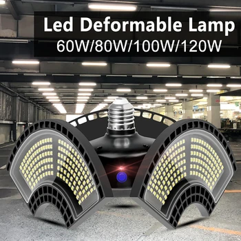 

E26 LED Garage Light 60W 80W 100W 120W Industrial Lighting Lamp E27 220V Deformable Indoor LED High Bay Workshop Warehouse Bulb