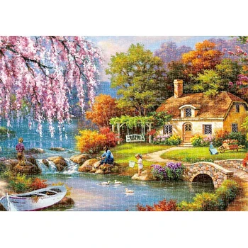 

For Adults Educational Landscape Art Painting 1000 Pieces Country Scenery Home Decor Jigsaw Toy Brain Challenge Family Game