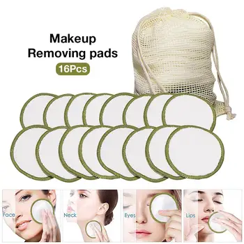 

16Pcs Reusable Cotton Pad Makeup Removal Washable Round Cotton Pad Facial Makeup Remover Puff Pads With Mesh Bag