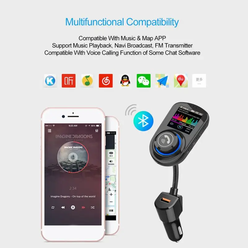 Горячая Qc3.0 1,8 дюймовый цветной экран автомобильный беспроводной Mp3 Автомобильный цветной экран Hd Mp3 Автомобильная Быстрая зарядка без рук