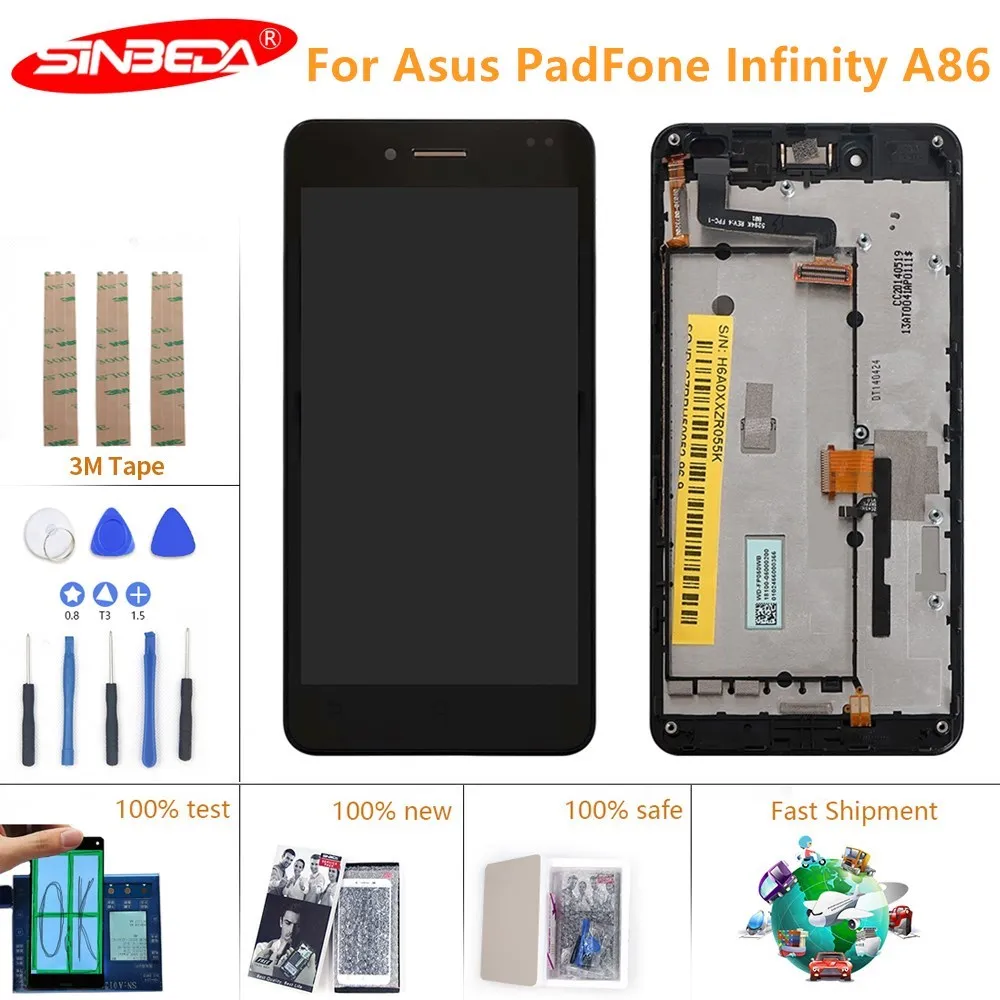 5 0 ''для ASUS PadFone Infinity A86 ЖК-дисплей Дисплей кодирующий преобразователь