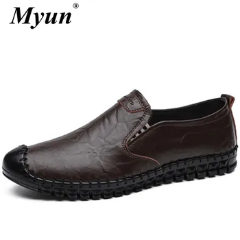 

Big Size 38-48 Black Driving Shoes Men Handmade Genuine Leather Moccasin High Quality Slip-On Loafers Male Flat Casual Shoes