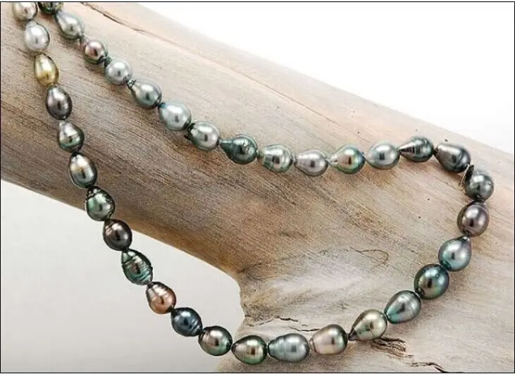 HOT## Wholesale &gt 18&quot9X11MM NATURAL TAHITIAN GENUINE BLACK PEACOCK MULTICOLOR DROP PEARL NECKLACE | Украшения и аксессуары