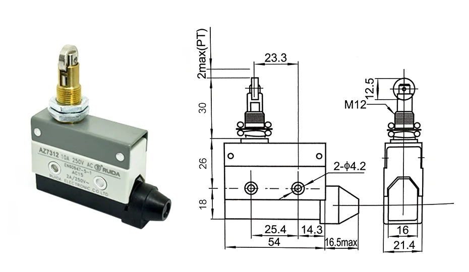 10A 250VAC AZ-7312 AZ-7311 AZ-7121 AZ-7310 TZ-7141 Водонепроницаемый микропереключатель путешествия концевой выключатель прямые 90 градусов роликовый рычаг