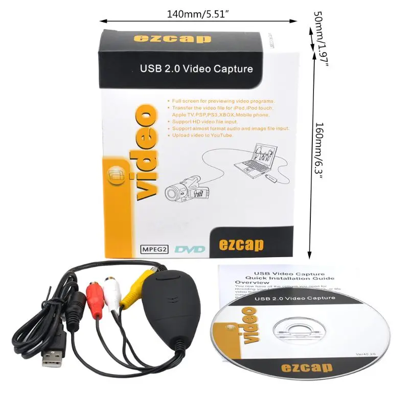 Ezcap172 захват видео через USB Capture Converter VHS Видеомагнитофон DVD видеокамера|ЦАП| |