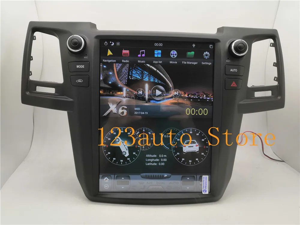 12,1 дюймов вертикальный Tesla стиль Android 8,1 автомобильный DVD gps плеер навигация gps радио PX6 HDMI для Toyota Fortuner 2007