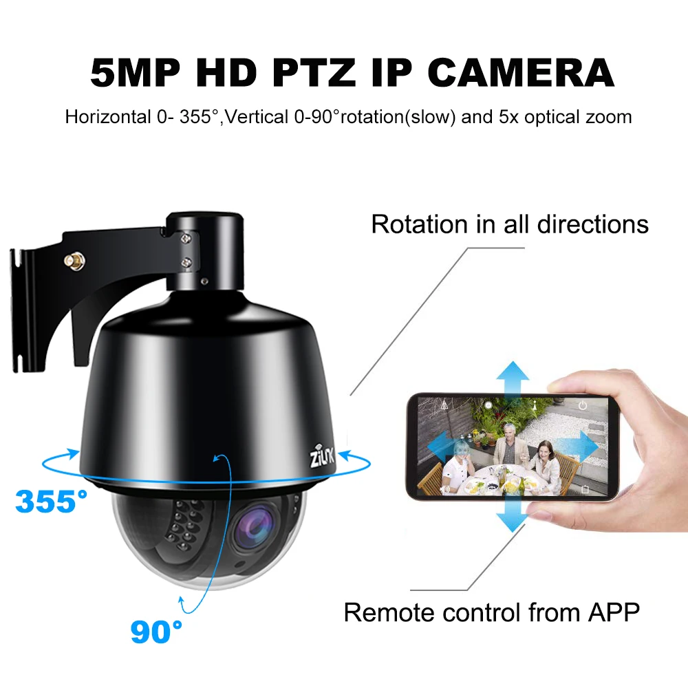 ZILNK 4 дюймовая металлический Wi-Fi IP PTZ Камера на открытом воздухе 1080P 5MP HD 5X зум Hi3516C+ IMX SONY323 Беспроводной безопасности Камера 60 м ИК для Iphone и Ipad