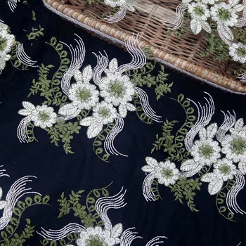 

Floral Mesh Lace Trim For Sewing Dress 2020 High quality Embroidery Net Cloth Fabric DIY Dress Material 1Yard