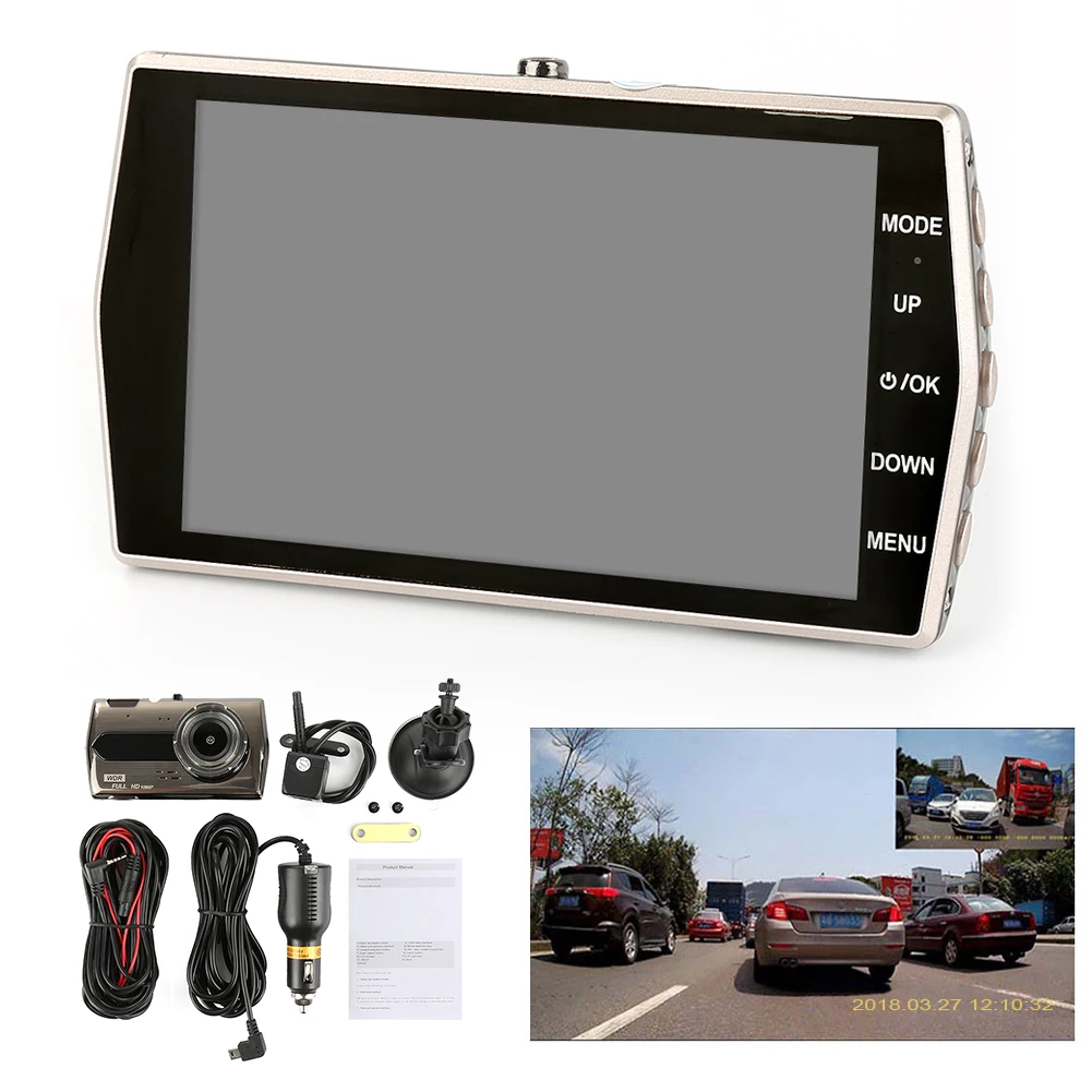 

Metal Appearance 4.0" Car Rear View Camera DVR 1080P HD LCD Front Dual Recorder Night Vision Dash Cam Car Accessories