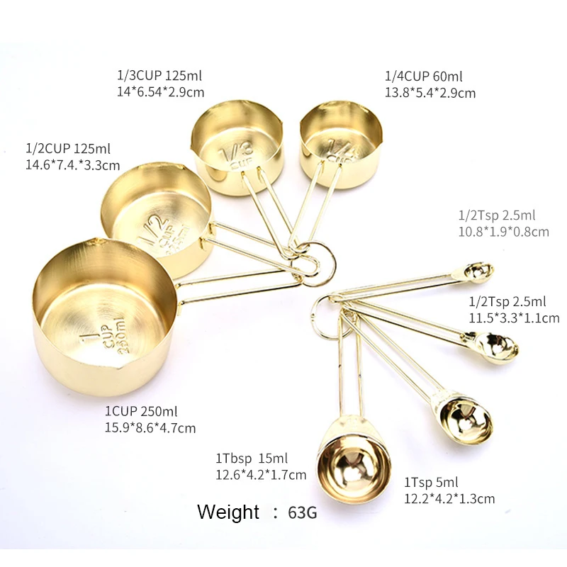 8 шт./компл. розовое золото выпечки мерная ложка Золотой мерный стаканчик мерная ложка