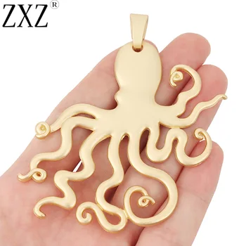 

ZXZ Matte Gold Tone Large Octopus Squid Charms Pendants Nautical Steampunk for Necklace Jewelry Making Findings 90x70mm