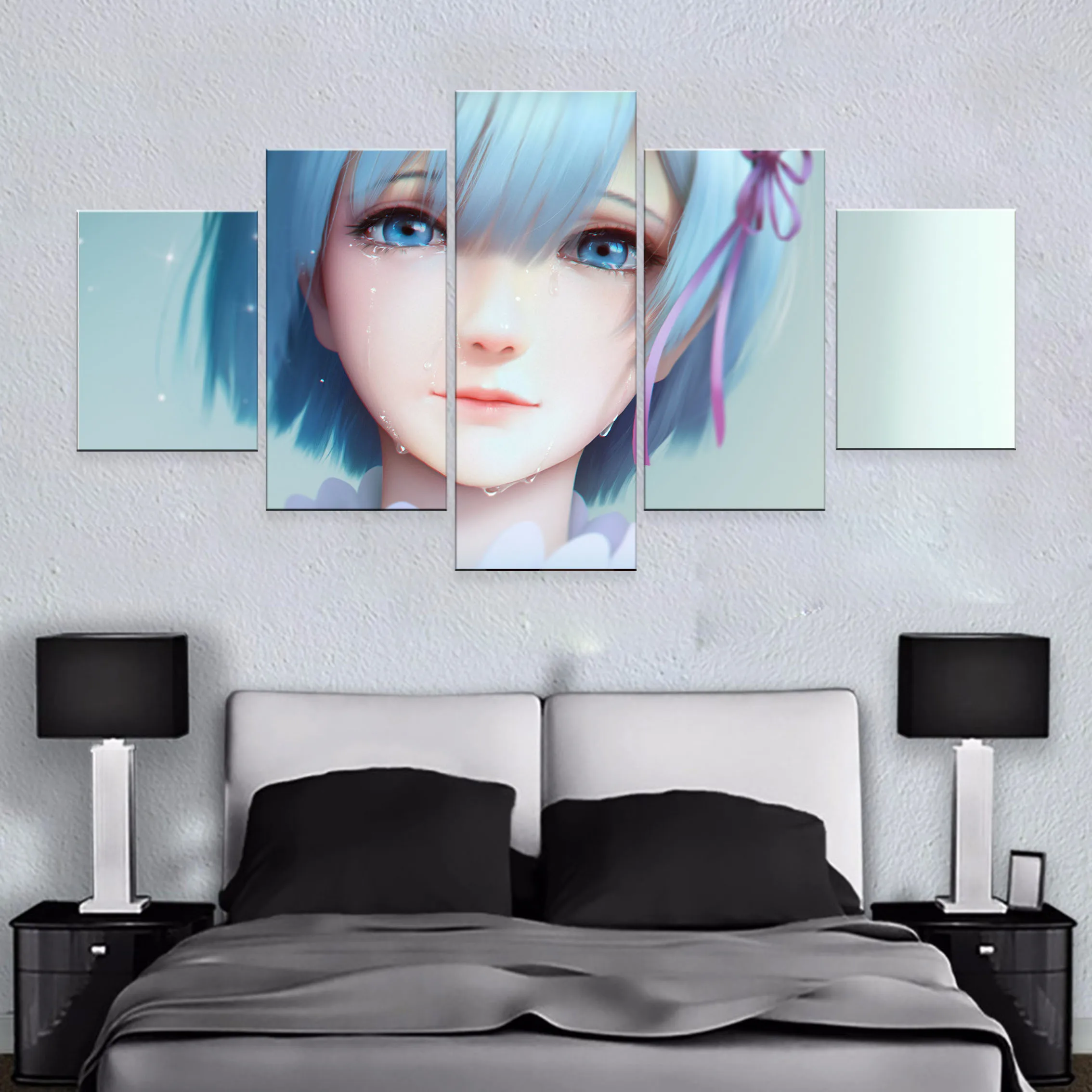 Cartel Decorativo Pared Arte Marco Foto 5 Panel Anime Re Zero