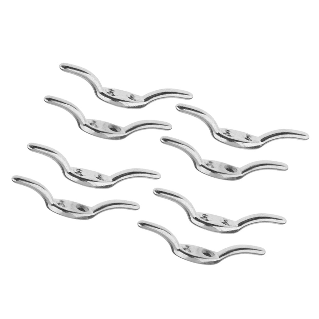 8 X Stainless Steel Rope Cleat Deck Mooring Marine Line Flag 67mm