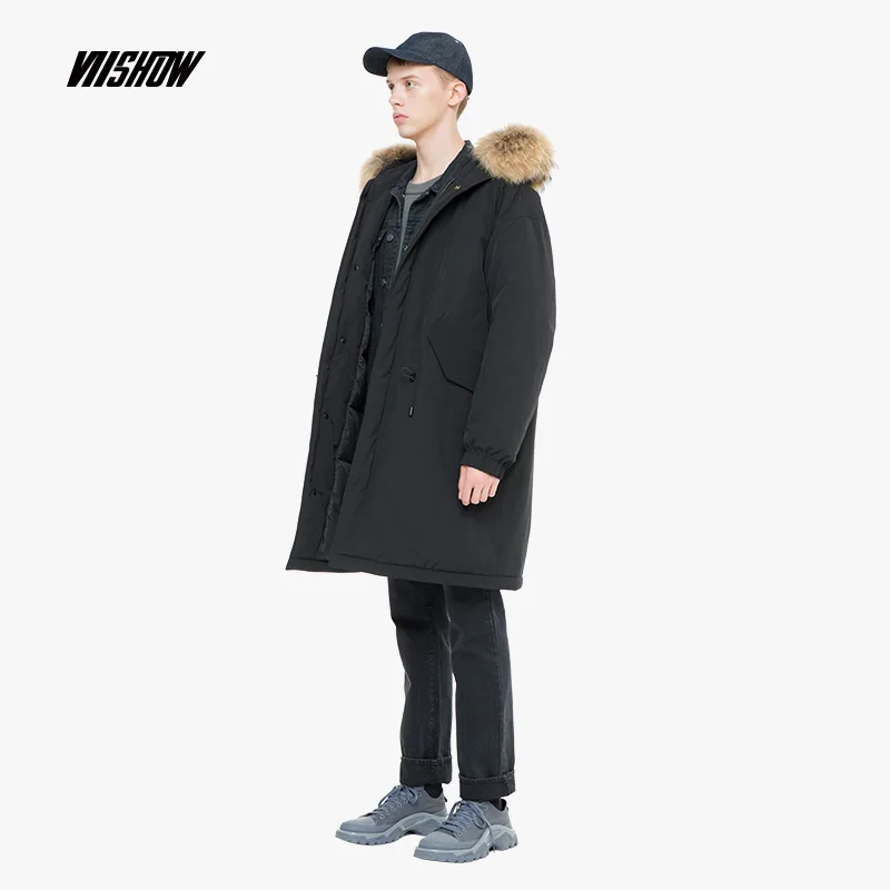 VIISHOW мужской пуховик с капюшоном, бренд Doudoune Homme, одноцветные мужские зимние куртки, новинка, плотное зимнее Мужское пальто YC2499184