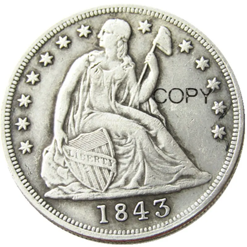 Дата 1843 Liberty сидящий доллар посеребренный имитация монеты | Дом и сад