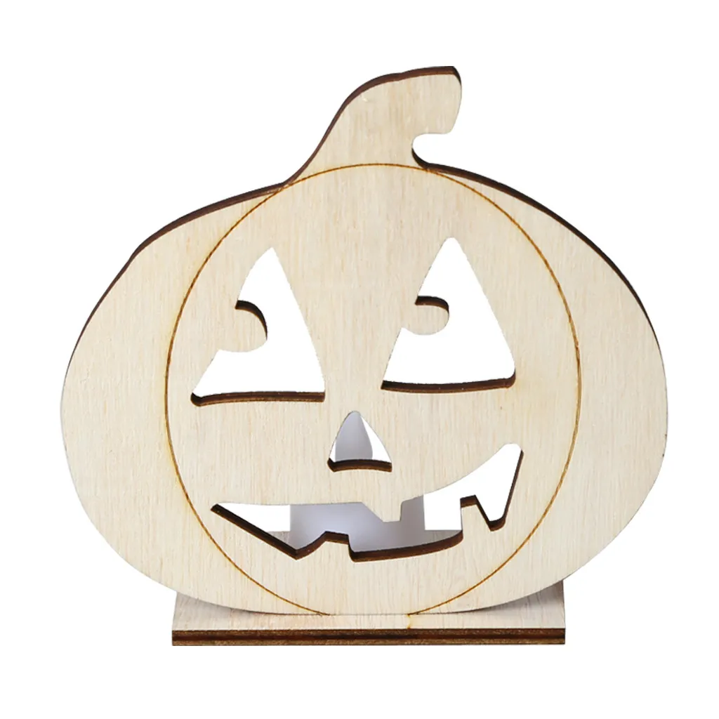 

Halloween DIY Wooden Candle Light Vintage Halloween Party LED Decor Lamp LED Light For Home Festival Halloween Party Ornament