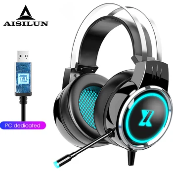 

Gaming Headset 50mm driver unit 7.1 Surround Sound RGB dynamic backlight system Microphone noise cancellation For Internet Bar