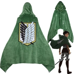 Anime Attack on Titan Cosplay Costume Blanket Cloak Shingeki No Kyojin Survey Corps Scout Cloak Cape Flannel Hoodie