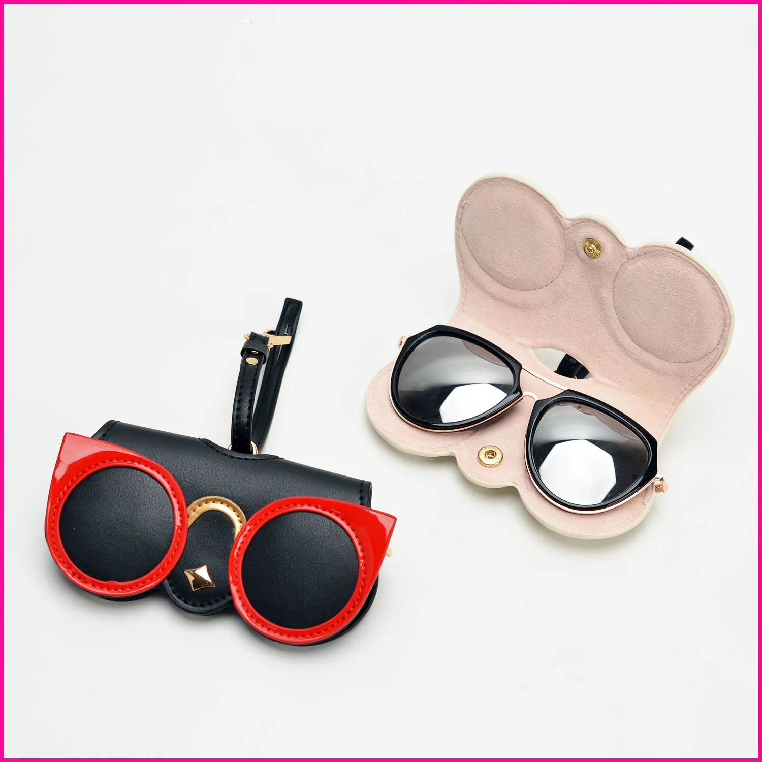 

Sunglasses Case Women PU leather Cute Cartoon Protable Eye Glasses Bag Storage Protection