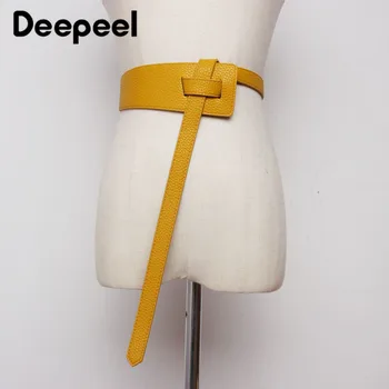 

Deepeel 1pc 2-6.4cm*127cm Women Irregular Knotted Cummerbunds High Quality PU Solid Color Girdle Adjustable Apparel Belt CB621