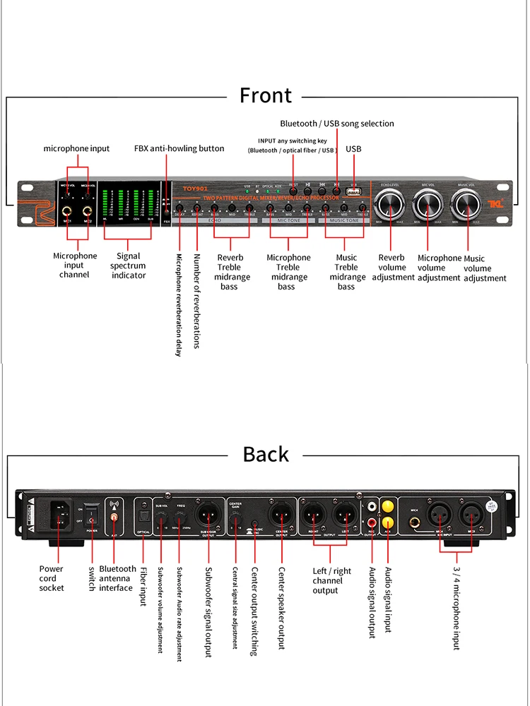 US $179.94 TKL D1 Wireless Microphone Audio Processor Bluetooth Fiber DSP Audio Digital Effects Processor