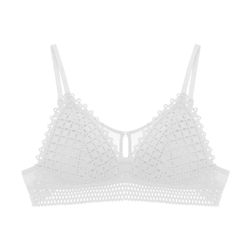 BEFORW Comfortable Seamless Adjustable Bralette Lace Hollow Out Backless Bra Sexy Lingerie Wireless Push Up Bras For Women - Цвет: Белый