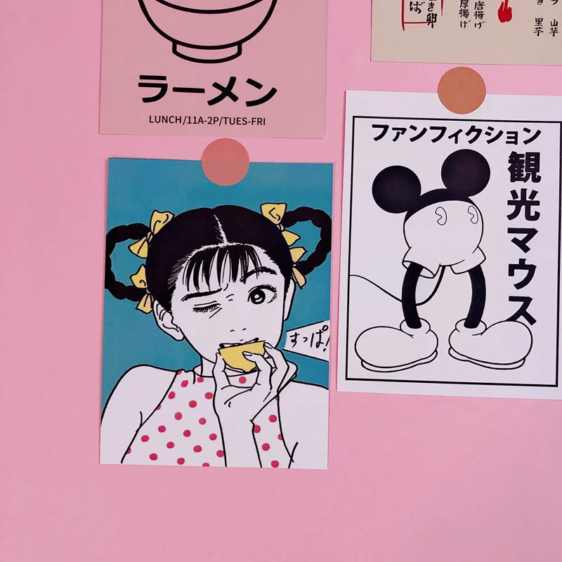 Japanese Retro Comic Book Style Oversized Sticker Room Wall Decoration Sticker Hand Account Book Card Postcard Decoration