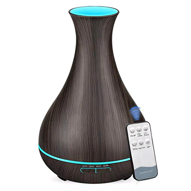550Ml Essential Oil Aroma Diffuser With Wood Grain Aroma Diffuser 7 Color Led Light Home Ultrasonic Air Humidifier With Eu Plug