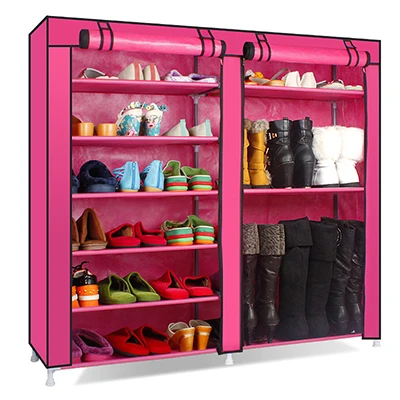 Double Rows Large Shoes Storage Cabinet Non-woven Cloth Shoes Organizer Shelf DIY Assembly Dust-proof Shoes Shelves Shoe Rack - Цвет: HH341900CS2