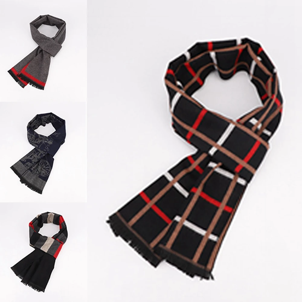 Men's Warm Winter Scarf Autumn Classic Plaid Faux Cashmere Scarves Wraps 4 Color Brand New Fashion