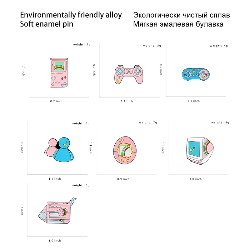 7 стилей Розовый игровой автомат игровая ручка контроллер брошь классический мультфильм игровая консоль нагрудные эмалированные булавки броши значки на сумки булавки