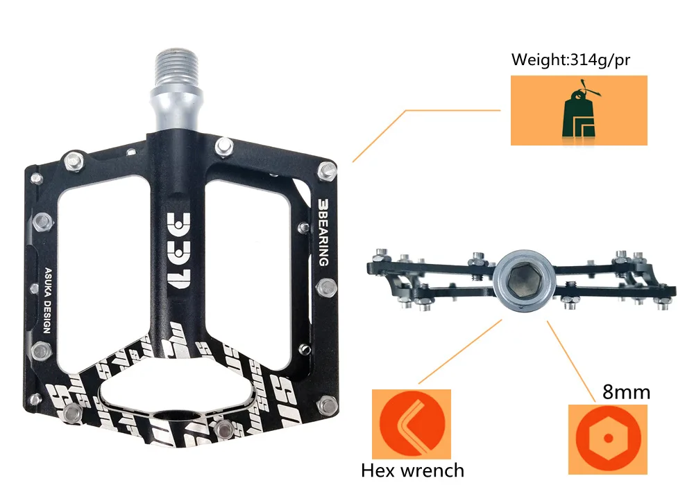 Ультра-светильник, ультратонкий герметичный, 3 подшипника, педали из алюминиевого сплава для горного велосипеда, MTB, анодированные педали