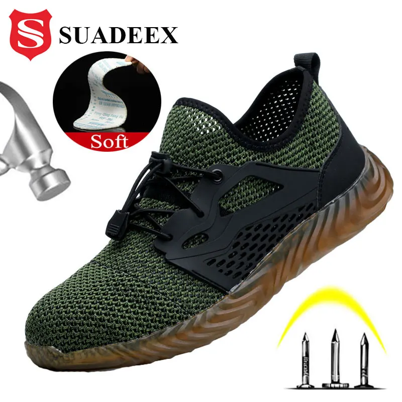 

SUADEEX Four Season Men Women Work Safety Shoes Air-Mesh Anti-Smashing Steel Toe Cap Puncture Proof Work Shoes For Dropshipping