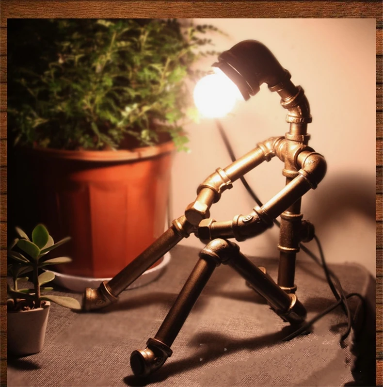 Tischlampe retro industriellen Stil Roboter Vintage-Lampe Vintage-Objekt 47da17decb6669258f3c1a: Kupfer|Silber