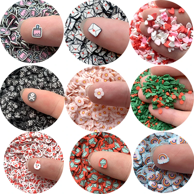 

20g/bag Christmas Halloween Polymer Clay Embellishments Flower Crafts For Nail Art Decoration Shaker Filler Diy Accessories