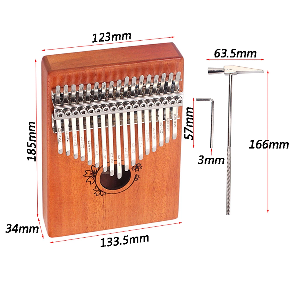 

Kalimba Finger Thumb Piano Mbira 17 Keys, African Instrument