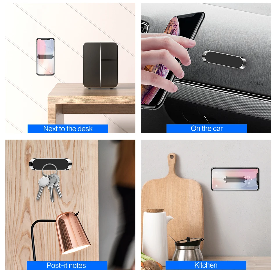 ROCK магнитный автомобильный держатель для телефона, металлическая мини-полоска, универсальная подставка для iPhone, samsung, Xiaomi, настенный кронштейн для офиса, спальни, gps