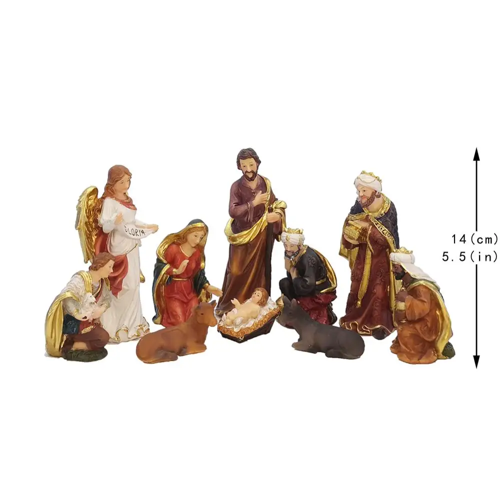 Christmas NATIVITY SET 3 Figures Christmas Gift Nativity Scene WITH STAR 9cm 