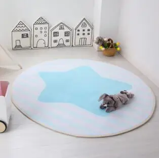 Newborn baby playmat Round shape Infant activity mat protection pad Cushion foam mat cartoon Printing pad 40cm BXX021 - Color: A-diameter-40cm