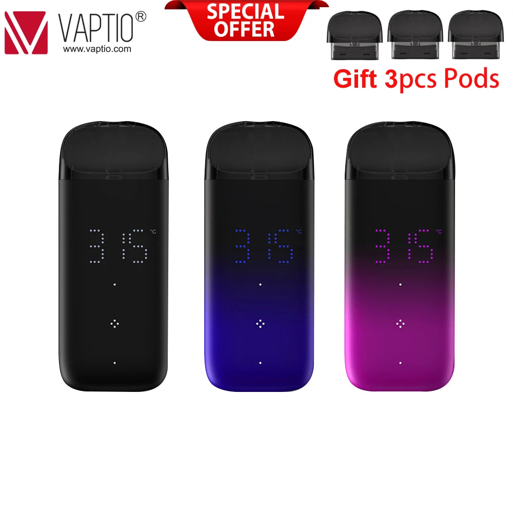 Оригинальный Vaptio реальные Pod Vape Комплект 500 мАч светодиодный Мощность с указанием