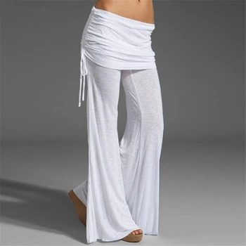 

Yuga Pants Women Casual Cotton Plus Size Trousers Elastic Solid Summer Gym Black White Loose Trousers Wide Leg Pants
