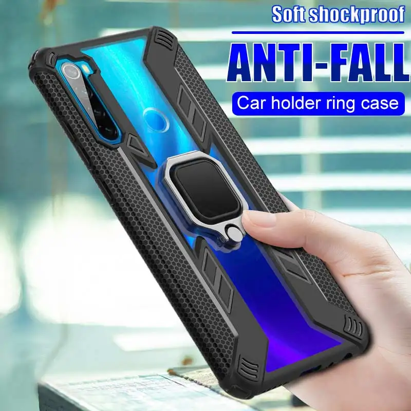 Luxury Soft Armor Shockproof Bumper Case For Xiaomi Redmi Note 8 7 Pro K20 Mi 9T Lite Silicone Car Holder Ring Back |