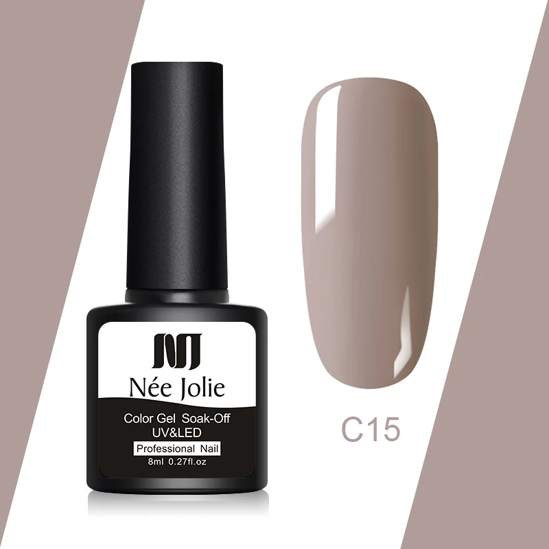 C15 Набор гель-лаков NEE JOLIE UV Vernis полуперманентный праймер верхнее покрытие 8 мл Гель-лак для ногтей маникюр Гель-лаки для ногтей - Цвет: C15