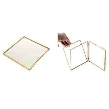 

Photo Frame + Glass and 2 Glass Side Gold + Transparent 16 x 16 cm & Folded Double-Sided Glass Photo Frame 132X132mm