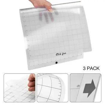 

3PCS Replacement Cutting Mat Transparent Adhesive Mat Pad With Measuring Grid 12 By 12-Inch For Silhouette Cameo Plotter Machine