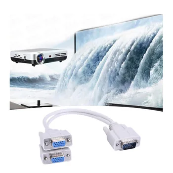 

15 Pin VGA Y Splitter Cable Adapter Dual Display Mirror TV Computer Connection Data Cord Line