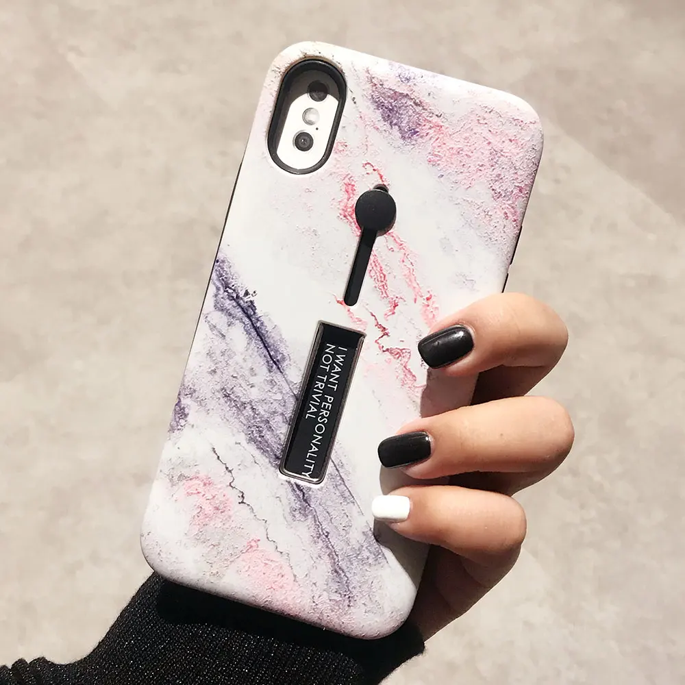 KISSCASE Luxury Marble Case For iPhone XR Hide Ring Stand X 6 6S 7 8 Plus XS MAX Soft TPU PC Back Cover Coque |